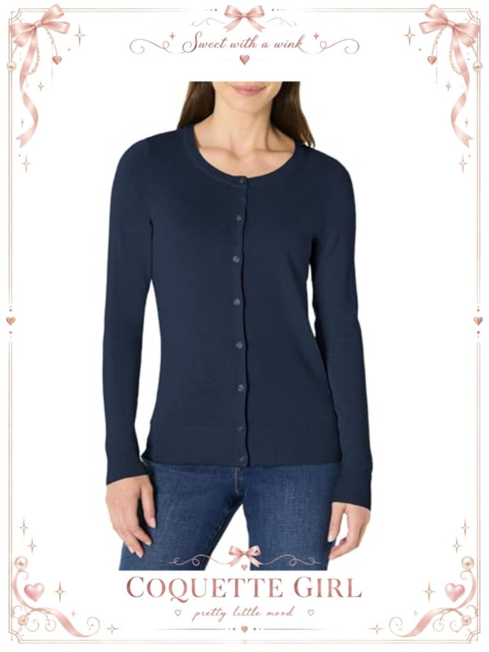 Plus Size Lightweight Crewneck Button Cardigan Sweater Rib Detail